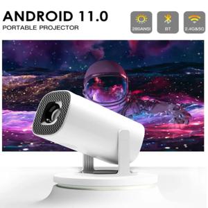 HONGTOP 스마트 미니 프로젝터, 홈 시네마 휴대용 프로젝터, 안드로이드 11, 와이파이 6, 지지대, 4K, 1080P, BT5.0, 1280x720P