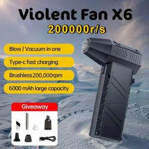 450000RPM X6 에어 블로워 강력 먼지 흡입기 고속 충전 강풍 브러시리스 폭풍 팬 (자동차/컴퓨터 청소용)