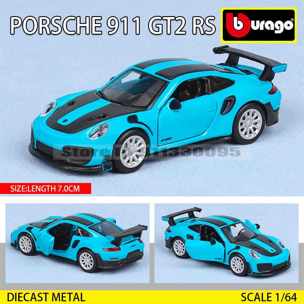 Bbugo 1:64 포르쉐 911 GT2 RS LAMBORGHINI sian fkp 37 머스탱 GT500 자동차 모델 컬렉션 어린이 크리스마스 선물 장난감 소년 페라리