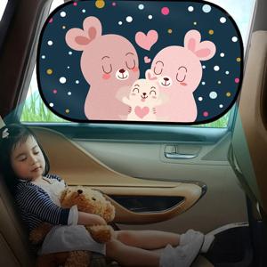 자동차 만화 귀여운 동물 자석 파라솔 사이드 윈도우 차양 앞 유리 차양 자동 창 차양 커버 어린이를위한 아기