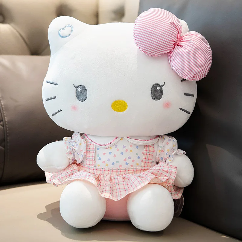 Sanrio 헬로 키티 애니메이션 헬로 키티 인형 장난감 플러시 부드러운 베개 소녀를위한 생일 선물 카와이 헬로 키티 봉제 인형
