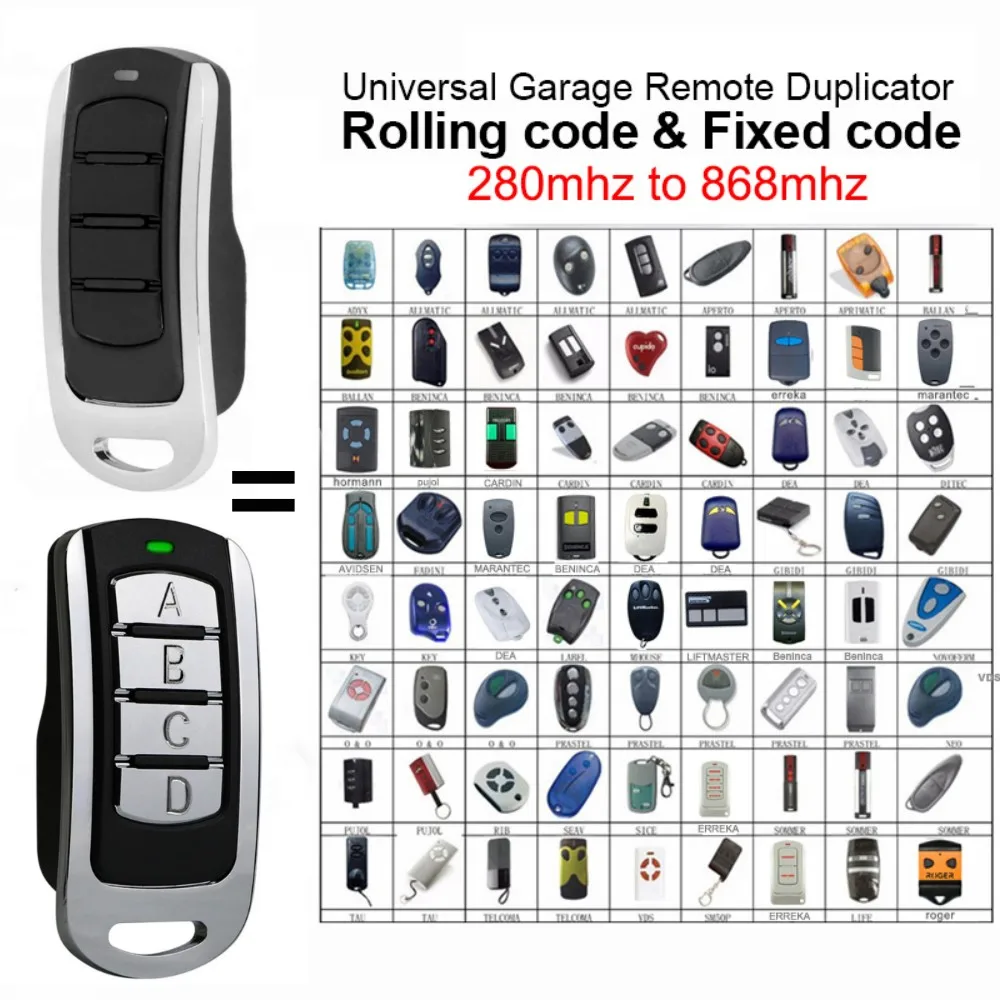 다중 주파수 복사기 휴대용 송신기 280-868MHz 433MHz 롤링 코드 고정 차고 문 및 게이트 원격 제어