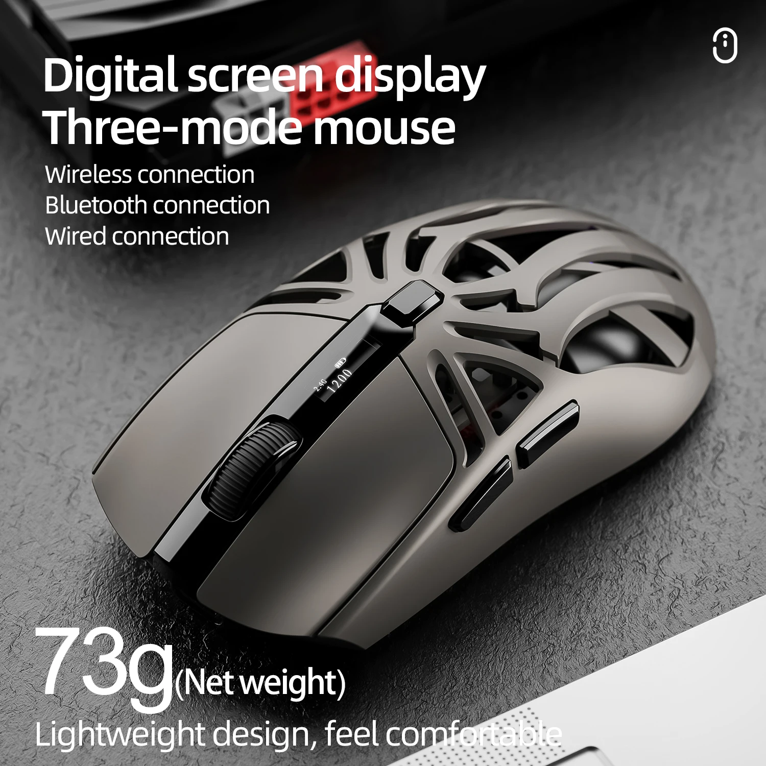 SMAILWOLF RS8 게임용 마우스 Bluetooth 무선 3모드 경량 중공 디자인 1K 반환 컴퓨터 긴 배터리 수명