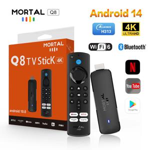 글로벌 버전 안드로이드 TV 스틱 Mortal Q8 음성 리모컨 Android14 8K4K 비디오 Wifi6 Netflix YouTube 스트리밍 TV 스틱 TV 박스