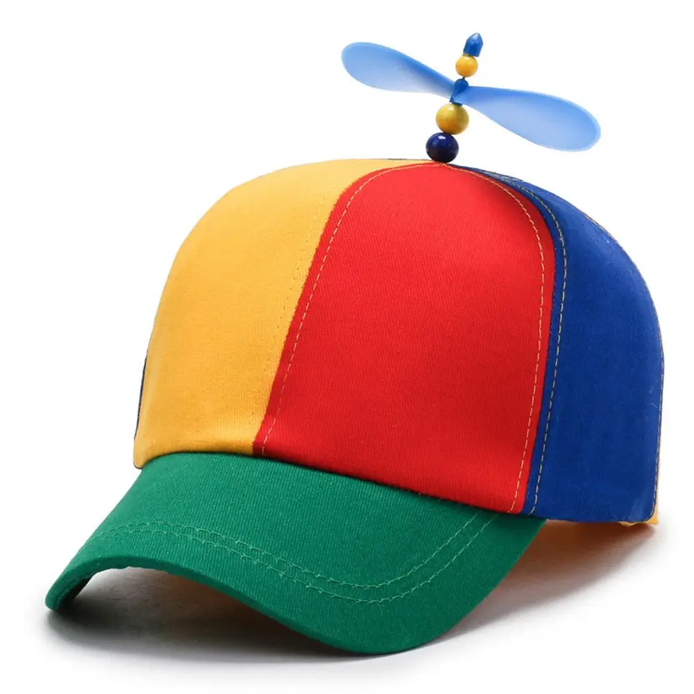 재미 있은 Snapback 모자 헬리콥터 프로펠러 모험 아빠 모자 성인 어린이를위한 무지개 대나무 잠자리 야구 모자 소년 소녀