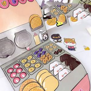비니 책 재료 팩 와플 반죽 조용한 책 스티커 책, 몬테소리 네일샵 조용한 책, 수제 종이 면 소녀