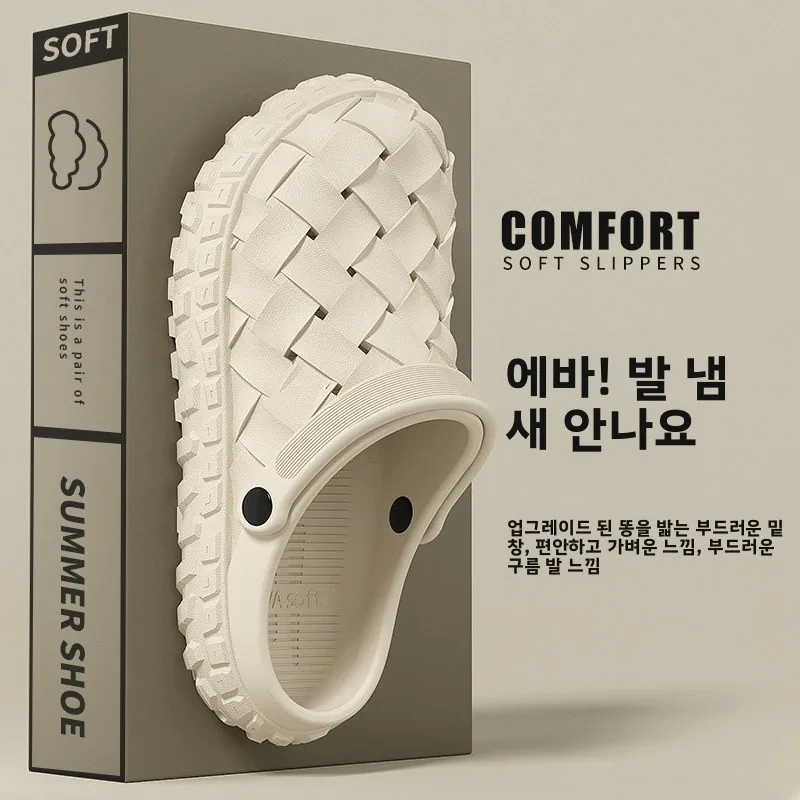 새로운 남성 야외 샌들 부드러운 바닥 미끄럼 방지 비치 신발 구멍 디자인 봄 가을을위한 편안한 캐주얼 로우 힐 신발