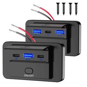 자동차 USB 충전기의 12V/24V 듀얼 PD3.0 + QC3.0 소켓 캠핑카 USB 패널 RV 버스 여행용 자동차 보트 용 스위치로 고속 충전