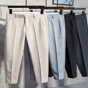 비즈니스 캐주얼 남성 9 피트 바지 겨울 양털 안감 바지 청소년 패션 작업복 슬림 피트 Westwear Pure Color