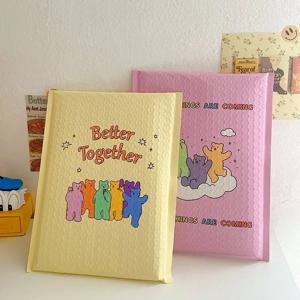 귀여운 곰 프린트 버블 백, 핑크 노란색 플라스틱 필름 패딩 봉투 티셔츠, 포장 배송 가방, 방수 버블 우편함, 30 개