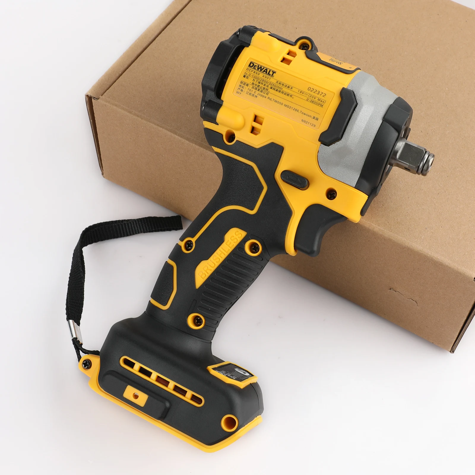 Dewalt 충전식 무선 임팩트 렌치, 리튬 전기 배터리, 전동 공구, 오리지널 대형 토크, DCF850, 20V