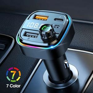 블루투스 5.0 FM 송신기 핸즈프리 자동차 라디오 변조기 MP3 플레이어, 자동차 용 22.5W USB 초고속 충전 어댑터