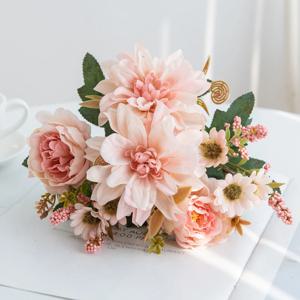 1Pc 뜨거운 판매 인공 꽃 실크 달리아 로즈 데이지 크리스마스 홈 인테리어 분재 룸 웨딩 신부 꽃다발 파티 Diy 상자