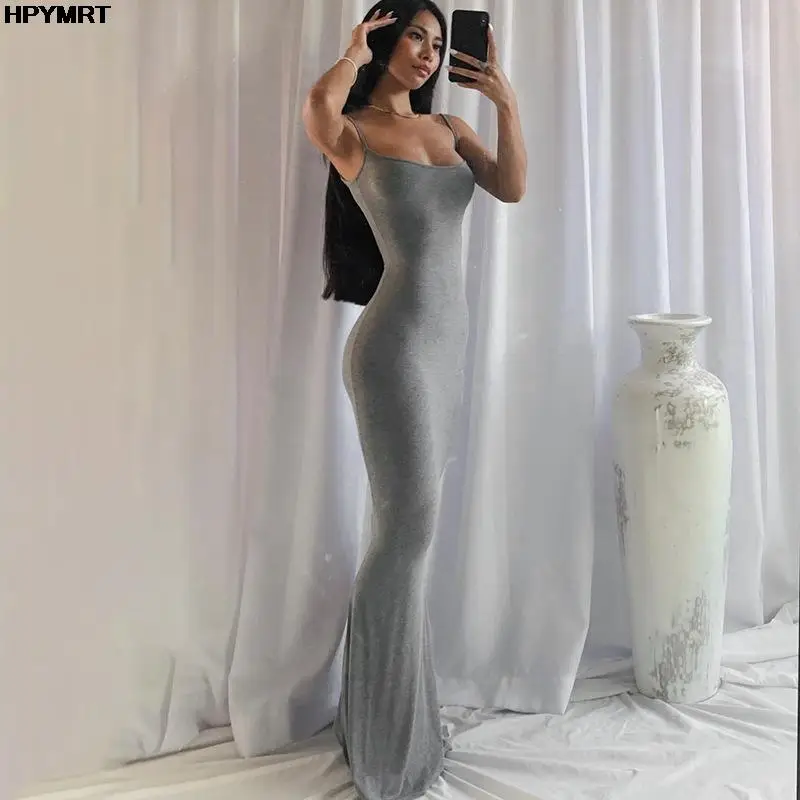 새틴 슬립 민소매 백 레스 슬림 섹시 맥시 드레스 2022 봄 여성 파티 Y2K 간결한 Bodycon 우아한 드레스 여성 의류