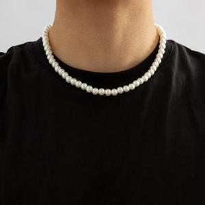 심플 모조 진주 비즈 짧은 초커 목걸이, 트렌디한 흰색 비즈 체인, 목 액세서리, 2023 패션 주얼리