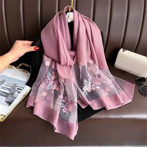 럭셔리 여성 Hijab 반짝 이는 레이스 스카프 실크 부드러운 양모 Shawls 및 랩 대형 꽃 얇은 스카프 Foulard 여성 Bufanda 2024 신규