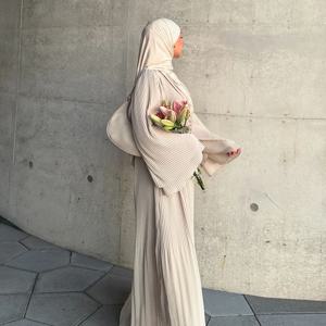 Eid Djelaba Abayas 여성용 무슬림 쉬폰 플리츠 원피스, 두바이 카프탄 아랍 로브, 터키 카프탄 마로카인 팜므 가운, Jalabiya 신제품
