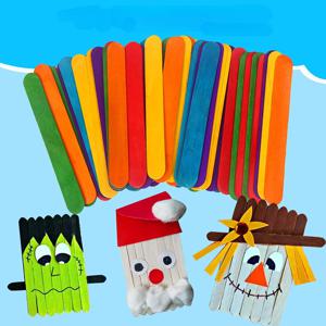 아트 크리 에이 티브 50pcs DIY 나무 스틱 손 공예 아이스크림 스틱 어린이를위한 다채로운 교육 장난감 수제 재료 아이 선물