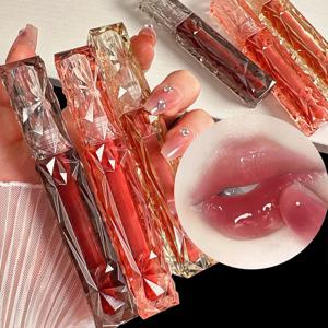 립 글로스 오래 지속되는 보습 쉬운 헤일로 염색 방수 거울 물 유리 립 글로스 투명 컬러 화장품