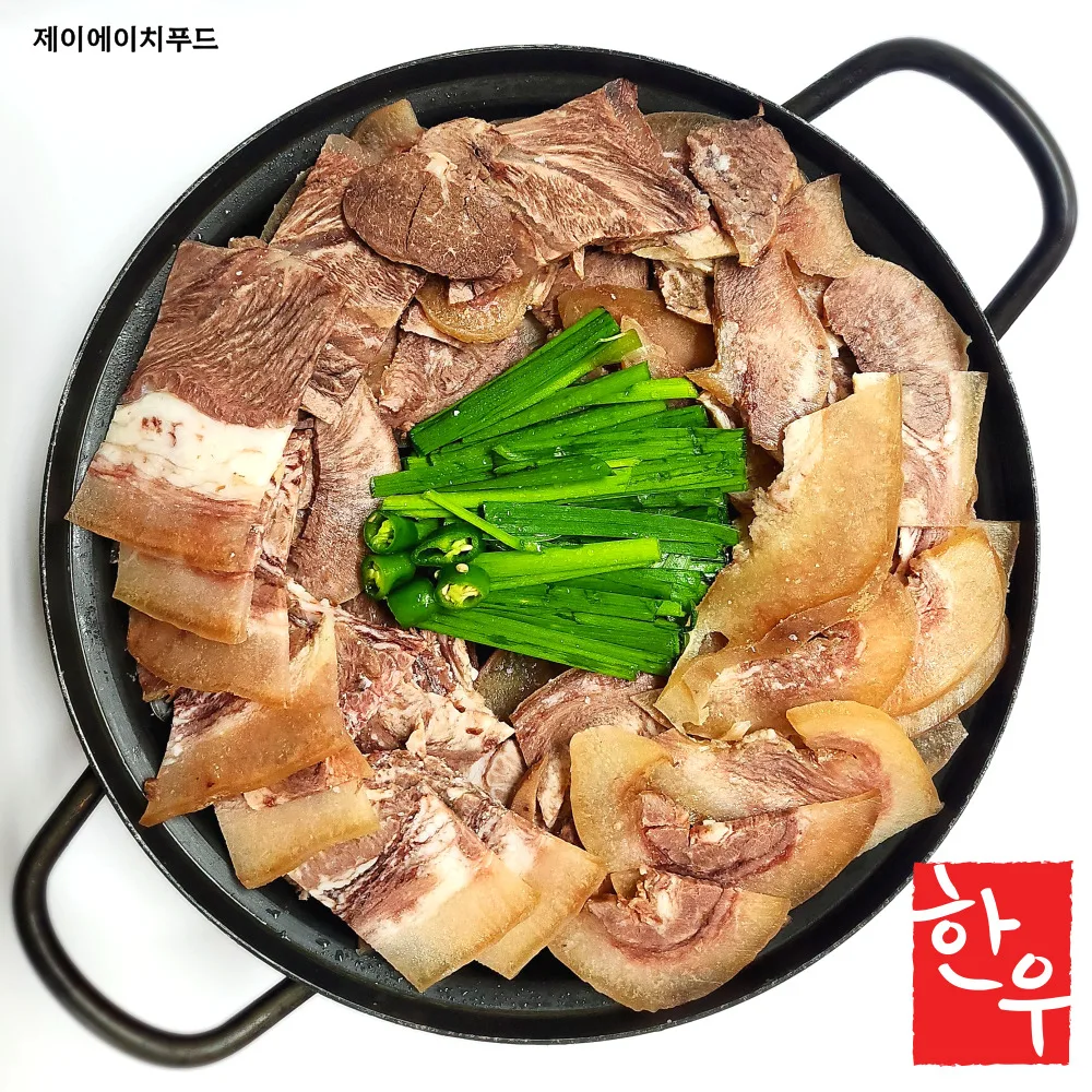 한우 소머리수육 슬라이스 (익혀나온/2차커팅O) (1kg당 한우사골육수1팩 제공)