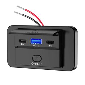 자동차 USB 충전기의 12V/24V 듀얼 PD3.0 + QC3.0 소켓 캠핑카 USB 패널 RV 버스 여행용 자동차 보트 용 스위치로 고속 충전