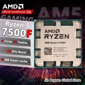 AMD 라이젠 5 7500F R5 7500F 3.7GHz 6 코어 12 스레드 CPU 5NM L3 = 32M 100 000001015 소켓 AM5 트레이, 쿨러 없음, 신제품