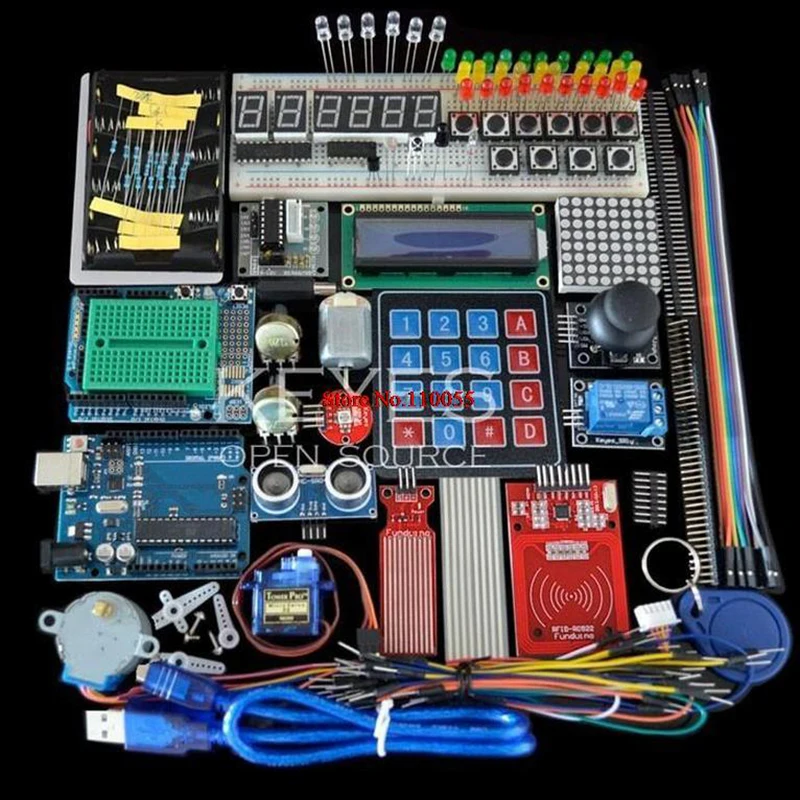 R3 키트 브레드보드/스테퍼 모터/서보/1602 LCD/SG90용 멤브레인 버튼 키트가 있는 RFID 업그레이드 키트 4X4 키트 개발 보드