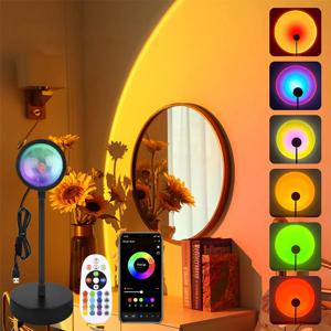 USB LED 프로젝터 야간 조명 RGB 일몰 분위기 야간 램프 침실 방송 사진 배경 장식에 대 한 원격
