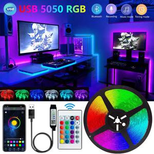 블루투스 LED 스트립 조명 스마트 SMD 5050 앱 리모컨, 유연한 리본 다이오드 램프 테이프, TV 백라이트, 게임방 홈 데코