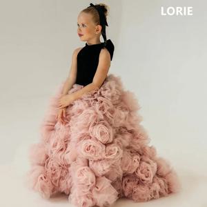 LORIE A 라인 플라워 걸 드레스, 민소매 아플리케 핑크 원피스, 아기 소녀 드레스, 크리스마스 생일 선물, 맞춤형 2025