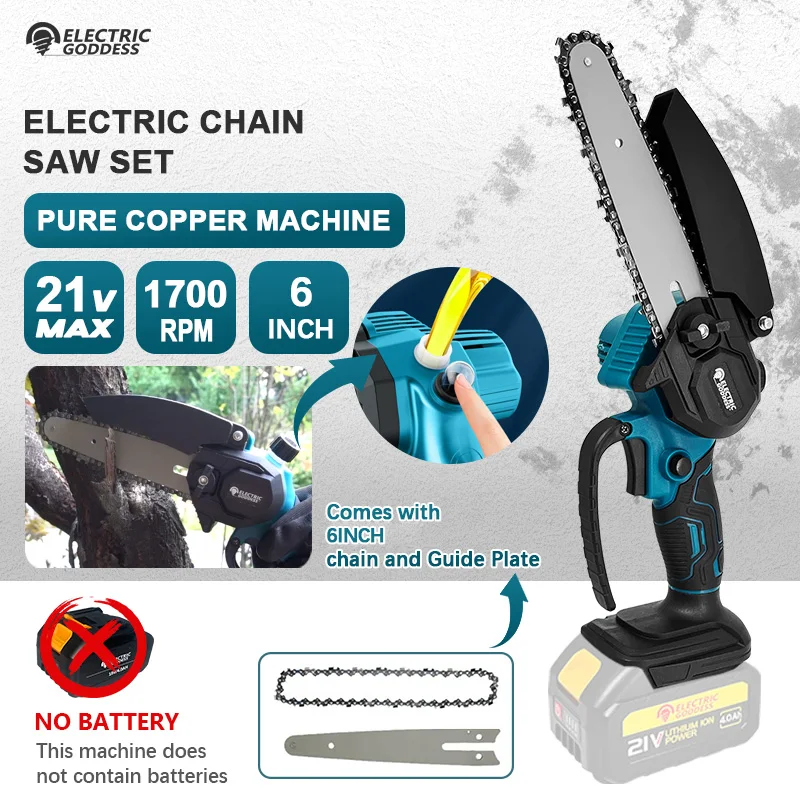 1700RPM 6인치 미니 리튬 이온 전기 전기톱 한 손으로 휴대용 전기 톱 18V Makita 배터리에 적합(배터리 없음)