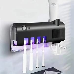 자동 태양 에너지 UV 칫솔 홀더 벽 칫솔 살균기 치약 디스펜서 압착기 욕실 액세서리