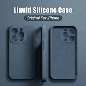 아이폰 케이스,럭셔리 오리지널 액체 실리콘 케이스, For iPhone 15, 14, 13, 12, 11 프로 맥스 플러스, 소프트 케이스, 충격 방지 범퍼 커버, 휴대폰 액세서리