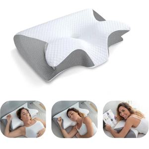 1pc 메모리 폼 자궁 경부 베개, 2 in 1 인체 공학적 윤곽 정형 베개, 목 통증, 윤곽 지원 베개, 목 베개