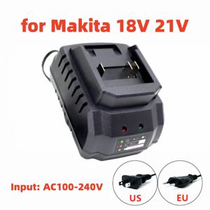 Makita 18V 21V 리튬 이온 배터리에 적합한 배터리 충전기 Makita 배터리 교체 용 휴대용 고속 충전기 EU 플러그 US 플러그