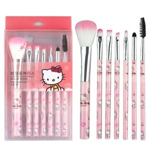 Sanrio 메이크업 브러쉬 세트 헬로 키티 애니메이션 패션 주얼리 블러쉬 아이브로우 립 아이섀도 브러쉬 뷰티 도구 소녀 선물 상자 포함