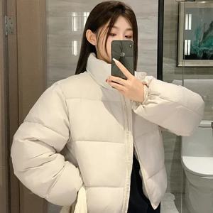 2025 겨울 새로운 짧은 다운 코튼 자켓 코트 여성 파카 캐주얼 루즈 드로우 스트링 슬림 퍼퍼 자켓 아웃웨어 프레피 의류