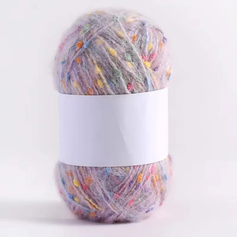50g/공 레인보우 컬러 도트 모헤어 원사 부드럽고 편안한 손으로 짠 DIY 스카프 스웨터 목도리 코트 뜨개질 크로 셰 뜨개질 믹스 스레드