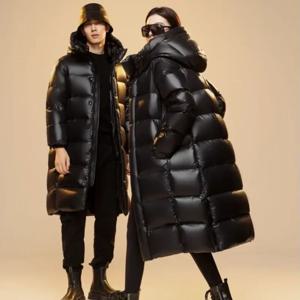 여성용 블랙 X-롱 90% 화이트 구스다운 두꺼운 따뜻한 재킷, 여성 후드, 캐주얼 다운 코트, 2024 신상