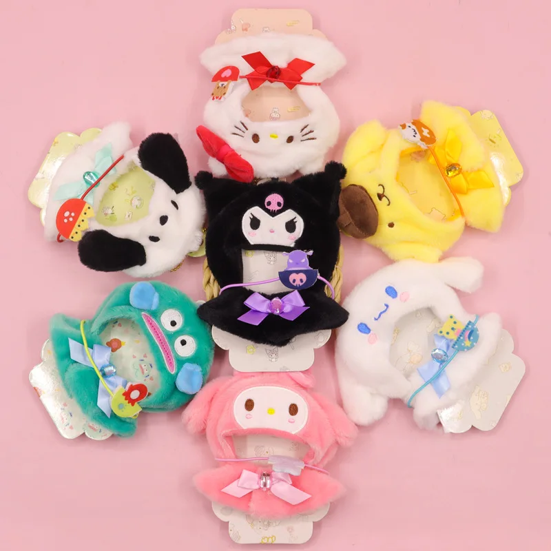 Sanrio 인형 옷 갈아 입기 Kawaii Anime 헬로 키티 쿠로미 멜로디 Cinnamoroll 인형 케이프 귀여운 만화 인형 인형 새 옷