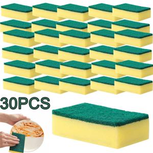 1-60PCS 주방 스폰지 양면 스크럽 패드 슈퍼 흡수성 접시 타월 스크래치 방지 스크러빙 스폰지 고 흡수성