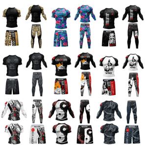 Cody Lundin 남성 스포츠 슈트 MMA Jiu jitsu gi Rashguard Fight Shorts 압축 세트 Tear Resistance bjj Fitness Tracksuit
