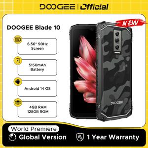 월드 프리미어 DOOGEE Blade10 견고한 전화기 6.56인치 90Hz IPS 디스플레이 4GB+128GB Octa Core 5150mAh Android 14 얼굴 잠금 해제 초박형