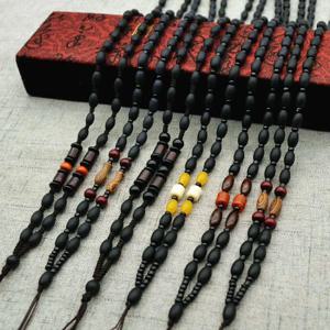 DIYBlack 매트 펜던트 코드 비안 스톤 쌀 구슬 옥 펜던트 목걸이 체인 스웨터 체인 남성과 여성을위한 교수형 밧줄