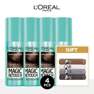 매직 리터치 새치 스프레이 75ml 4개+스누피 타올 1장 (컬러랜덤)