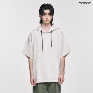 yoyoyoy [남성][최초가 129,000원] 후드 반팔 플리츠 티셔츠_AI02MNPTS06
