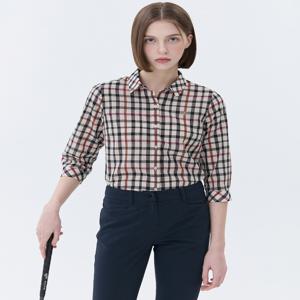 [닥스 골프 여성] [[24SS]] WNSH4B002I1 [스테디셀러]클래식 체크 7부 셔츠 (LIGHT BEIGE)