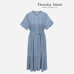 [Thursday Island] 핀턱 셔츠형 롱 원피스(T234MOP639W)