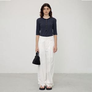 DIAGONAL POCKET SLACKS - WHITE