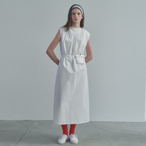COTTON MAXI SLEEVELESS DRESS - WHITE